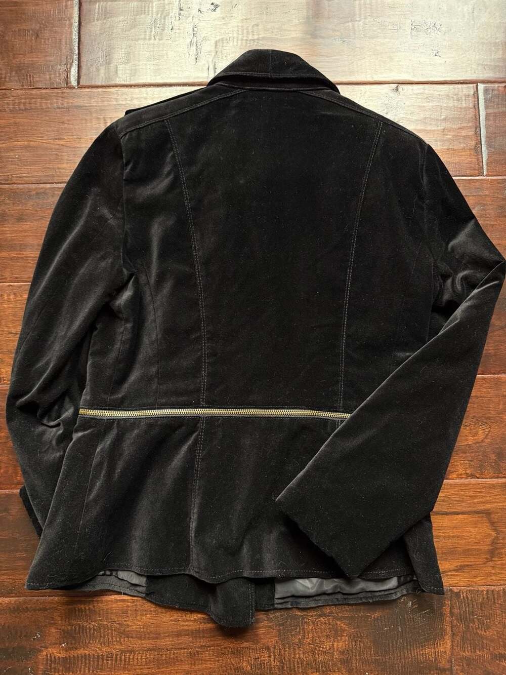 Jacob Black Y2K Velvet Double-Breasted Military Jacket with Gold Buttons Size Me - Picture 2 of 5